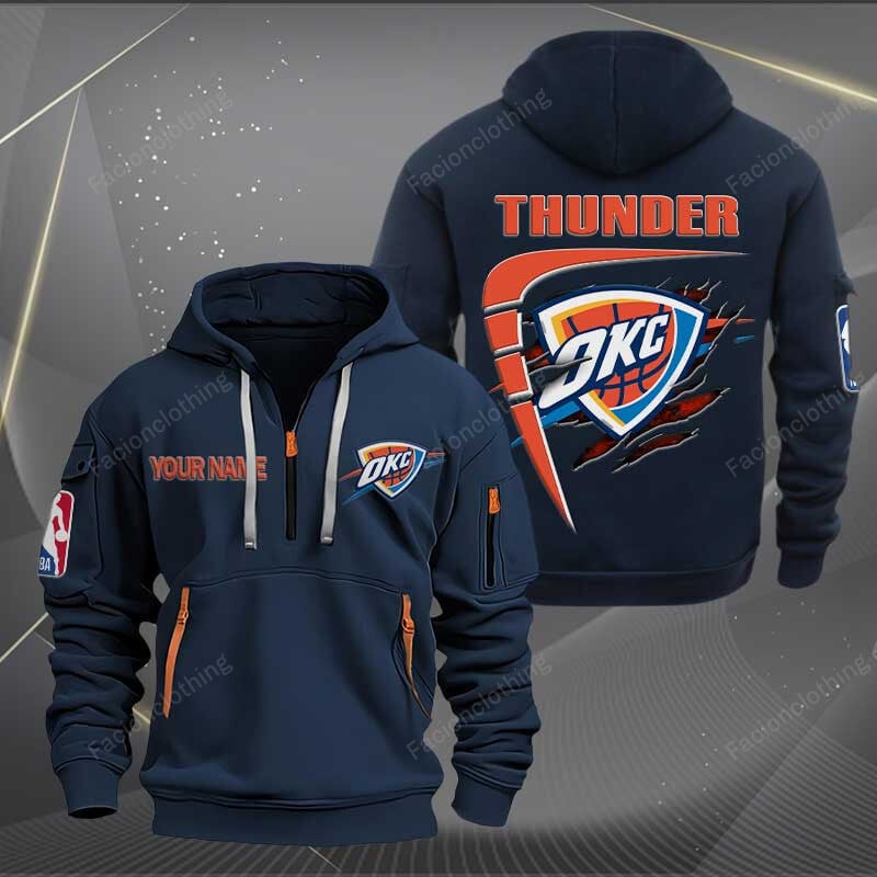 Sportswearmerch Oklahoma City Thunder NBA Personalized Half Zip Hoodie For Fan