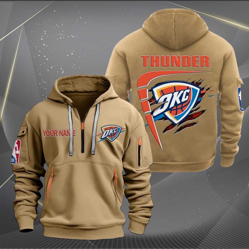 Sportswearmerch Oklahoma City Thunder NBA Personalized Half Zip Hoodie For Fan