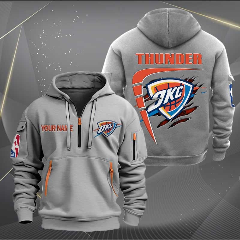 Sportswearmerch Oklahoma City Thunder NBA Personalized Half Zip Hoodie For Fan