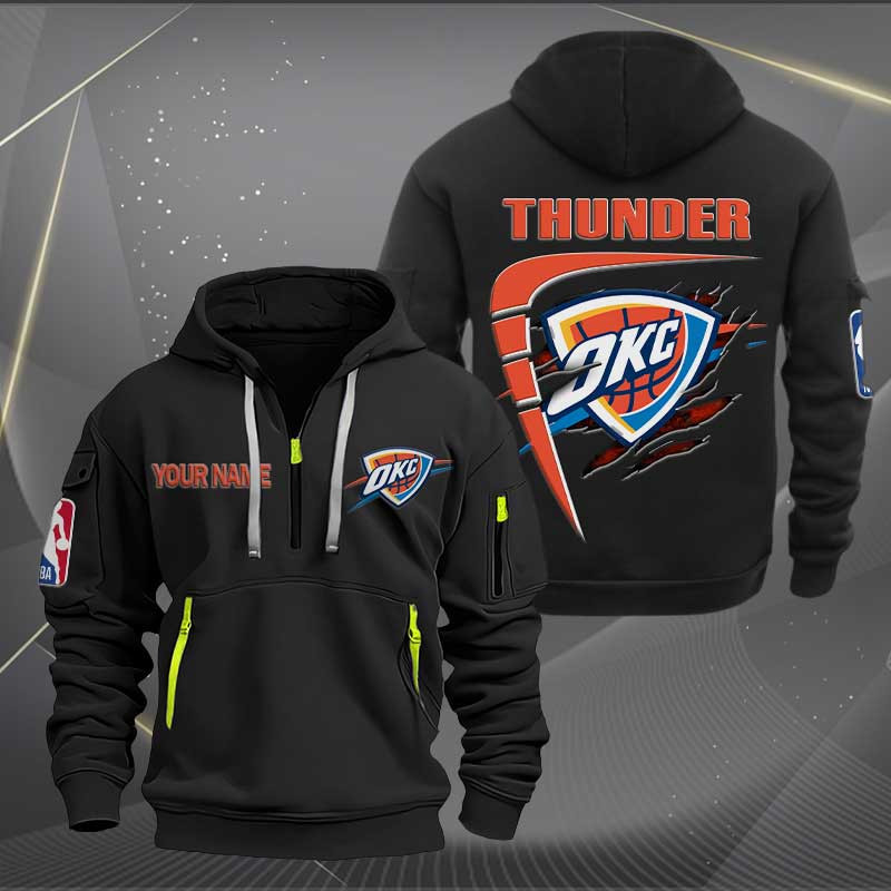 Sportswearmerch Oklahoma City Thunder NBA Personalized Half Zip Hoodie For Fan
