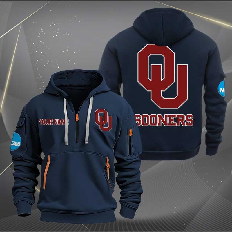 Sportswearmerch Oklahoma Sooners NCAA Personalized Half Zip Hoodie For Fan