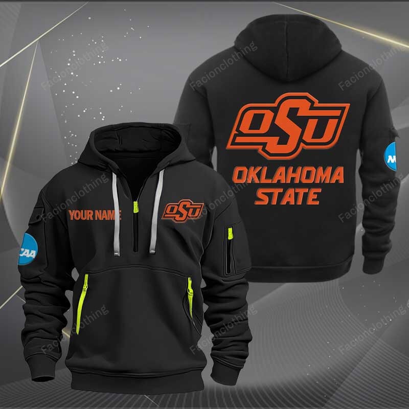Sportswearmerch Oklahoma State Cowboys NCAA Personalized Half Zip Hoodie For Fan