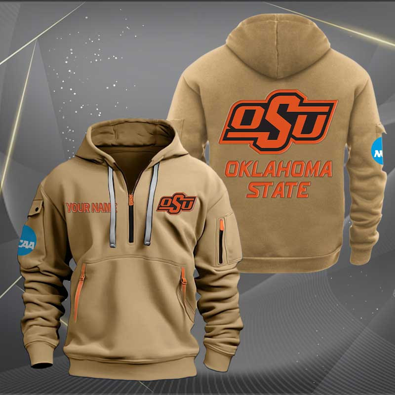 Sportswearmerch Oklahoma State Cowboys NCAA Personalized Half Zip Hoodie For Fan