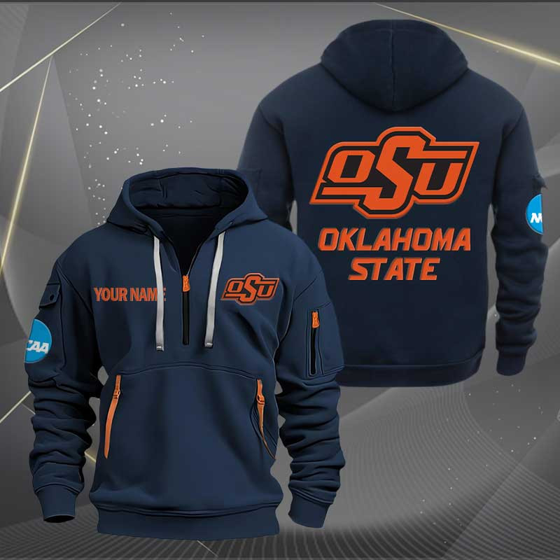 Sportswearmerch Oklahoma State Cowboys NCAA Personalized Half Zip Hoodie For Fan