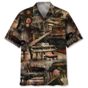 Sportswearmerch Old VIntage Piano Rose Hawaiian Shirt Pocket For Fan