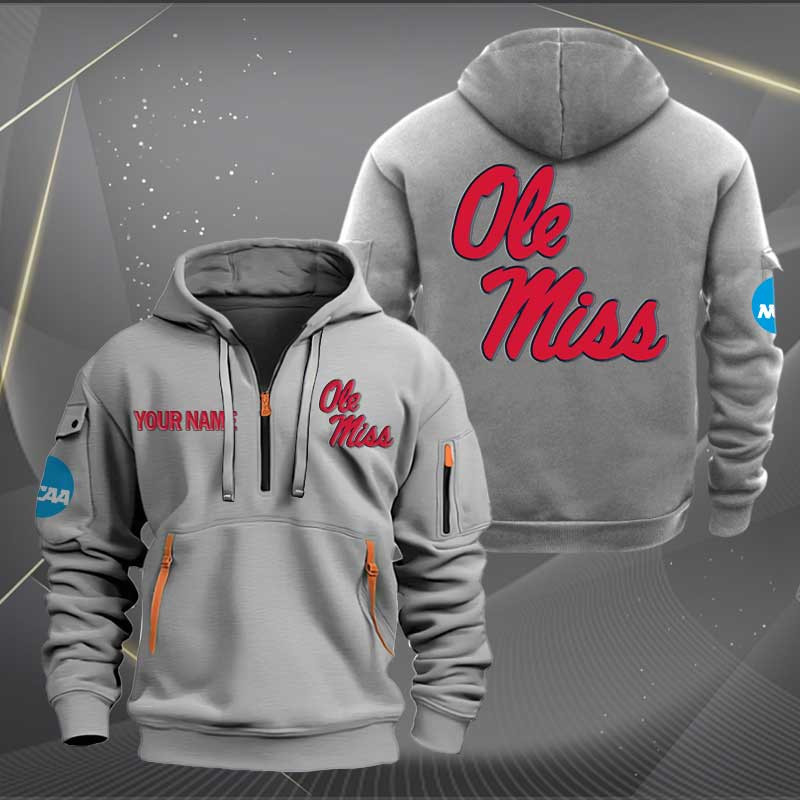 Sportswearmerch Ole Miss Rebels NCAA Personalized Half Zip Hoodie For Fan
