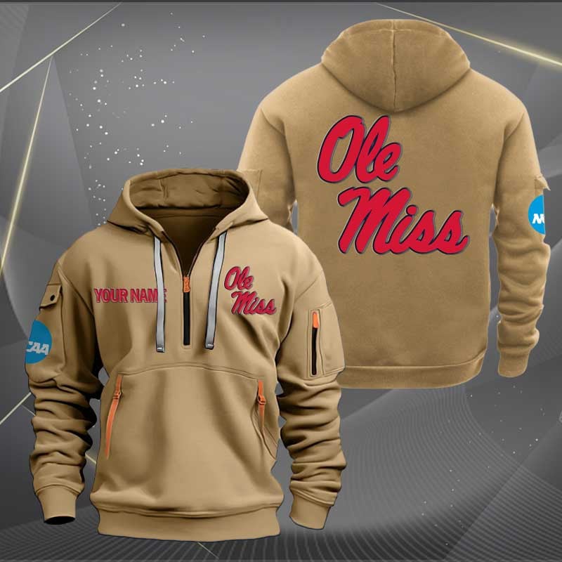 Sportswearmerch Ole Miss Rebels NCAA Personalized Half Zip Hoodie For Fan
