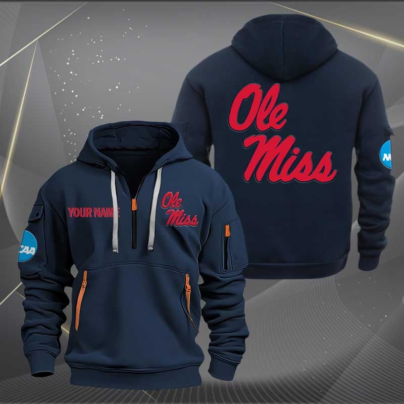 Sportswearmerch Ole Miss Rebels NCAA Personalized Half Zip Hoodie For Fan