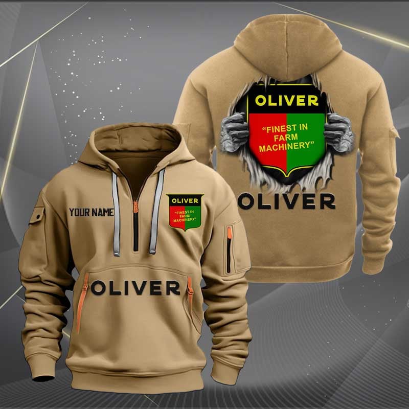 Sportswearmerch Oliver Tractor Car Personalized Half Zip Hoodie For Fan