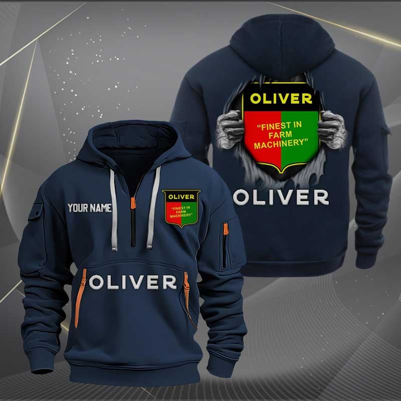 Sportswearmerch Oliver Tractor Car Personalized Half Zip Hoodie For Fan
