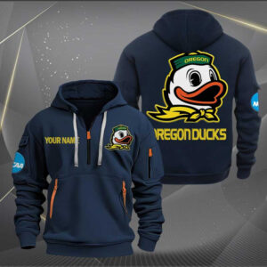 Sportswearmerch Oregon Ducks NCAA Hockey NCAA Personalized Half Zip Hoodie For Fan