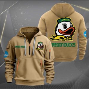 Sportswearmerch Oregon Ducks NCAA Hockey NCAA Personalized Half Zip Hoodie For Fan