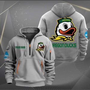 Sportswearmerch Oregon Ducks NCAA Hockey NCAA Personalized Half Zip Hoodie For Fan