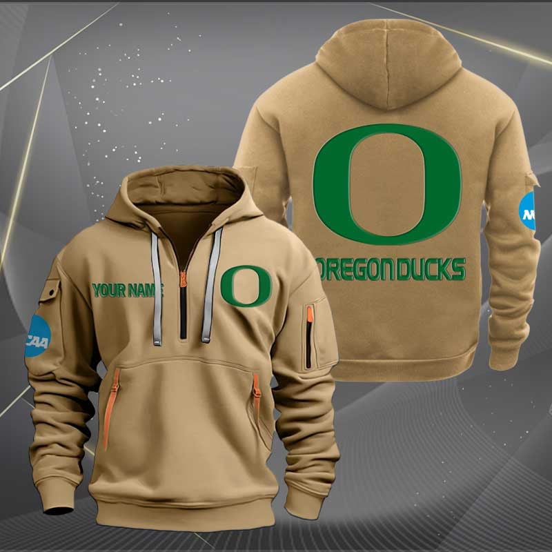 Sportswearmerch Oregon Ducks NCAA Personalized Half Zip Hoodie For Fan