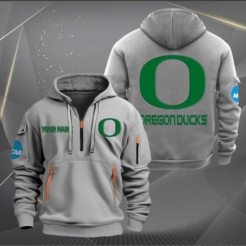 Sportswearmerch Oregon Ducks NCAA Personalized Half Zip Hoodie For Fan
