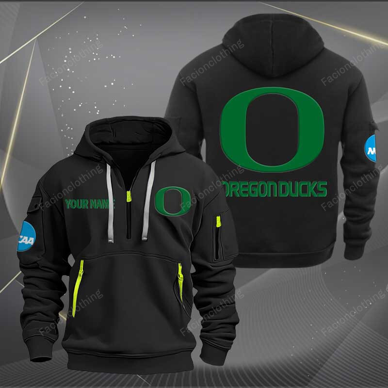 Sportswearmerch Oregon Ducks NCAA Personalized Half Zip Hoodie For Fan