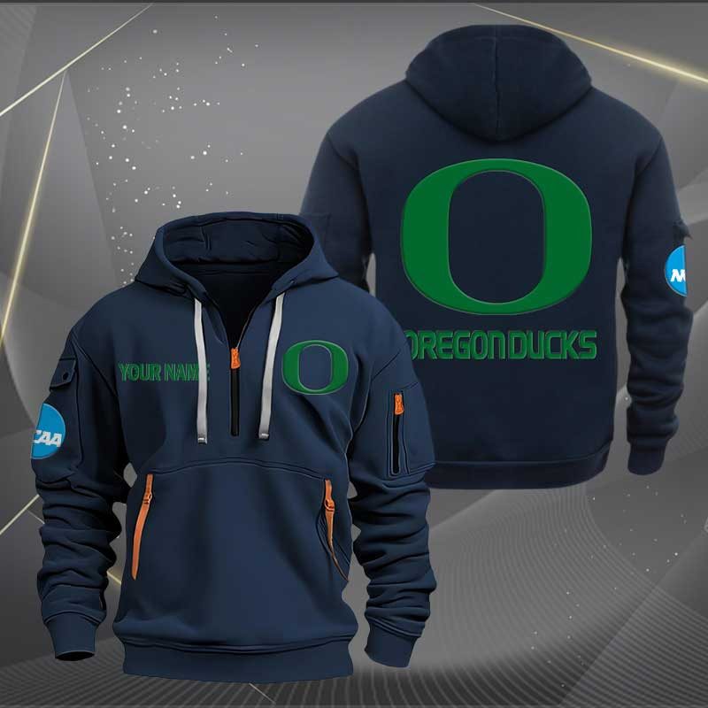 Sportswearmerch Oregon Ducks NCAA Personalized Half Zip Hoodie For Fan