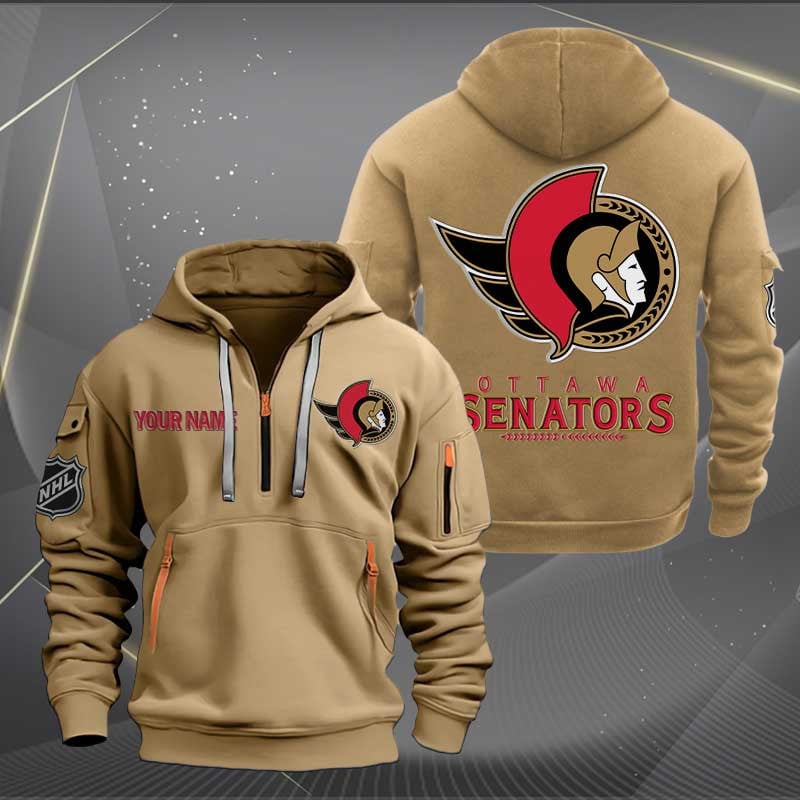 Sportswearmerch Ottawa Senators NHL Personalized Half Zip Hoodie For Fan