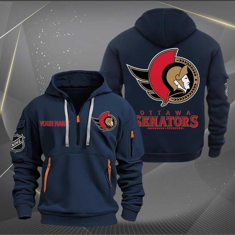 Sportswearmerch Ottawa Senators NHL Personalized Half Zip Hoodie For Fan