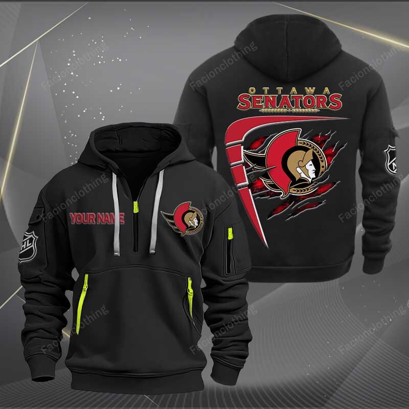 Sportswearmerch Ottawa Senators NHL Personalized Half Zip Hoodie For Fan