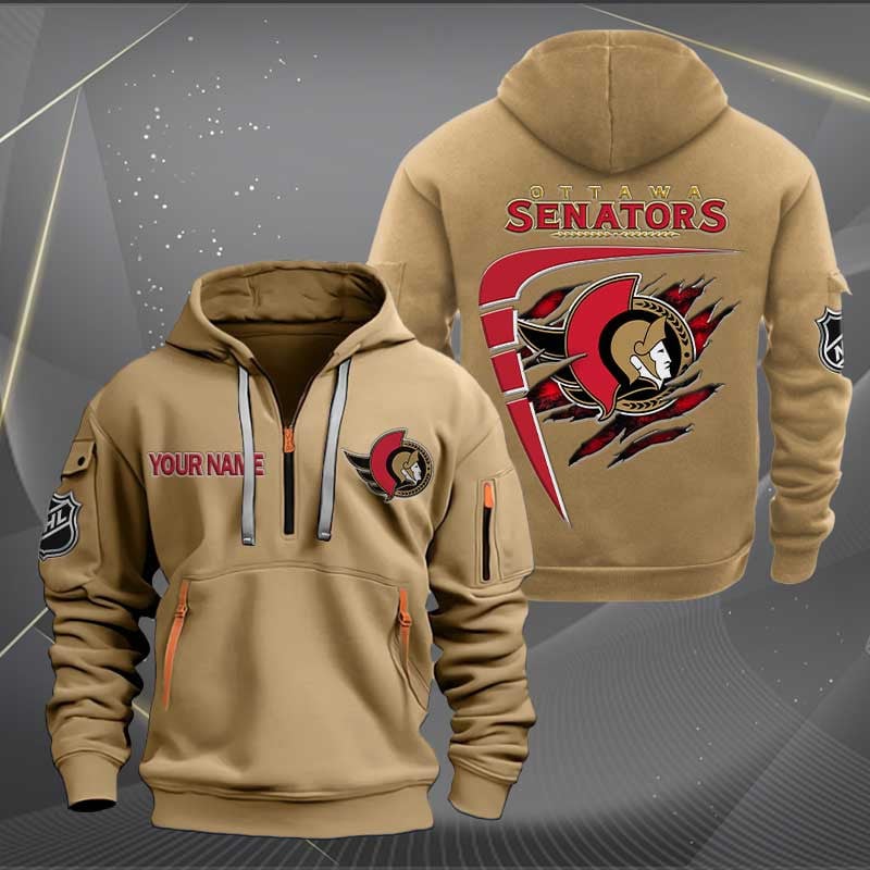 Sportswearmerch Ottawa Senators NHL Personalized Half Zip Hoodie For Fan