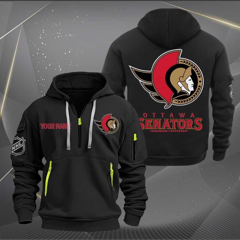 Sportswearmerch Ottawa Senators NHL Personalized Half Zip Hoodie For Fan