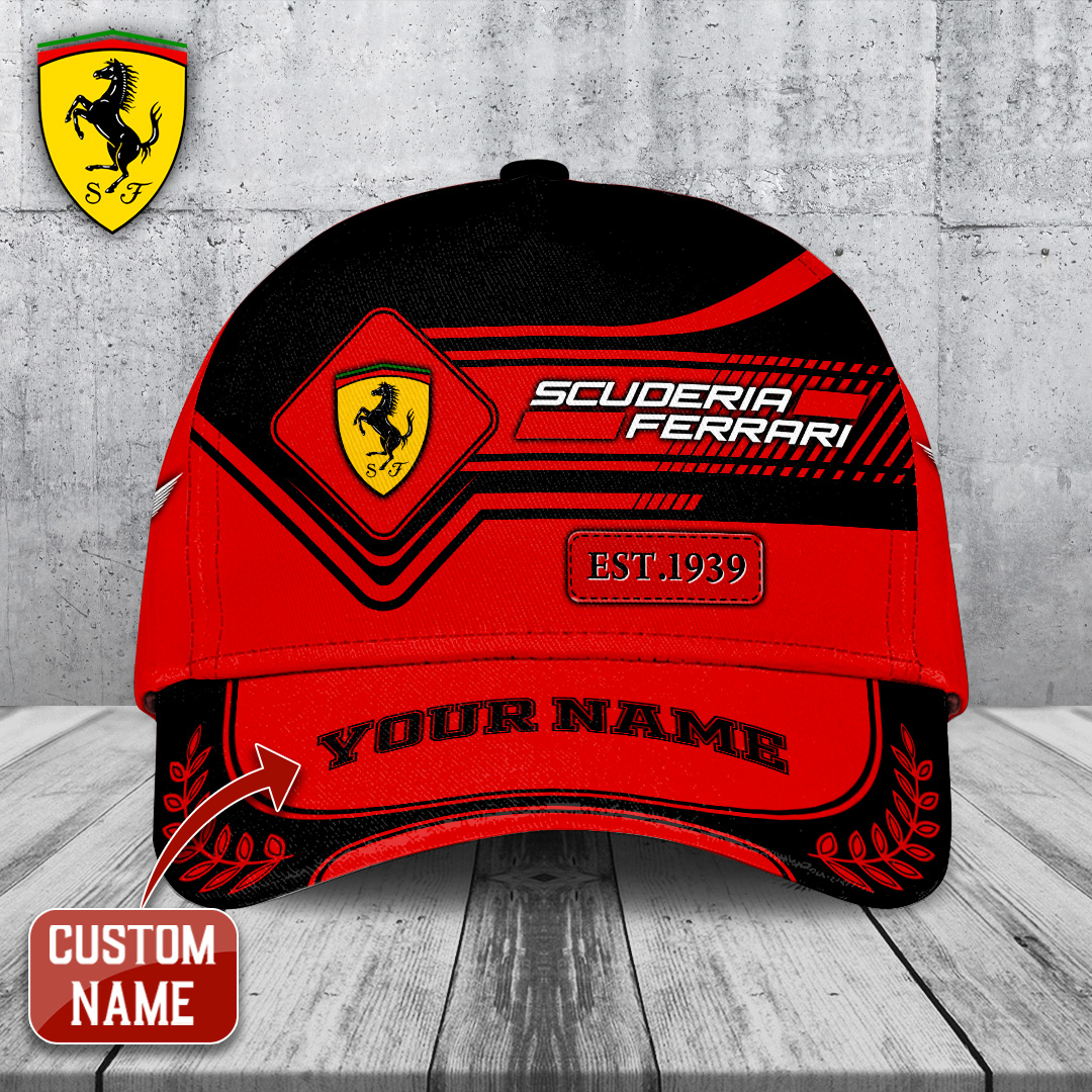 Sportswearmerch Personalized Scuderia Ferrari Car x Lewis Hamilton F1 Car Classic Cap Gift For Fan