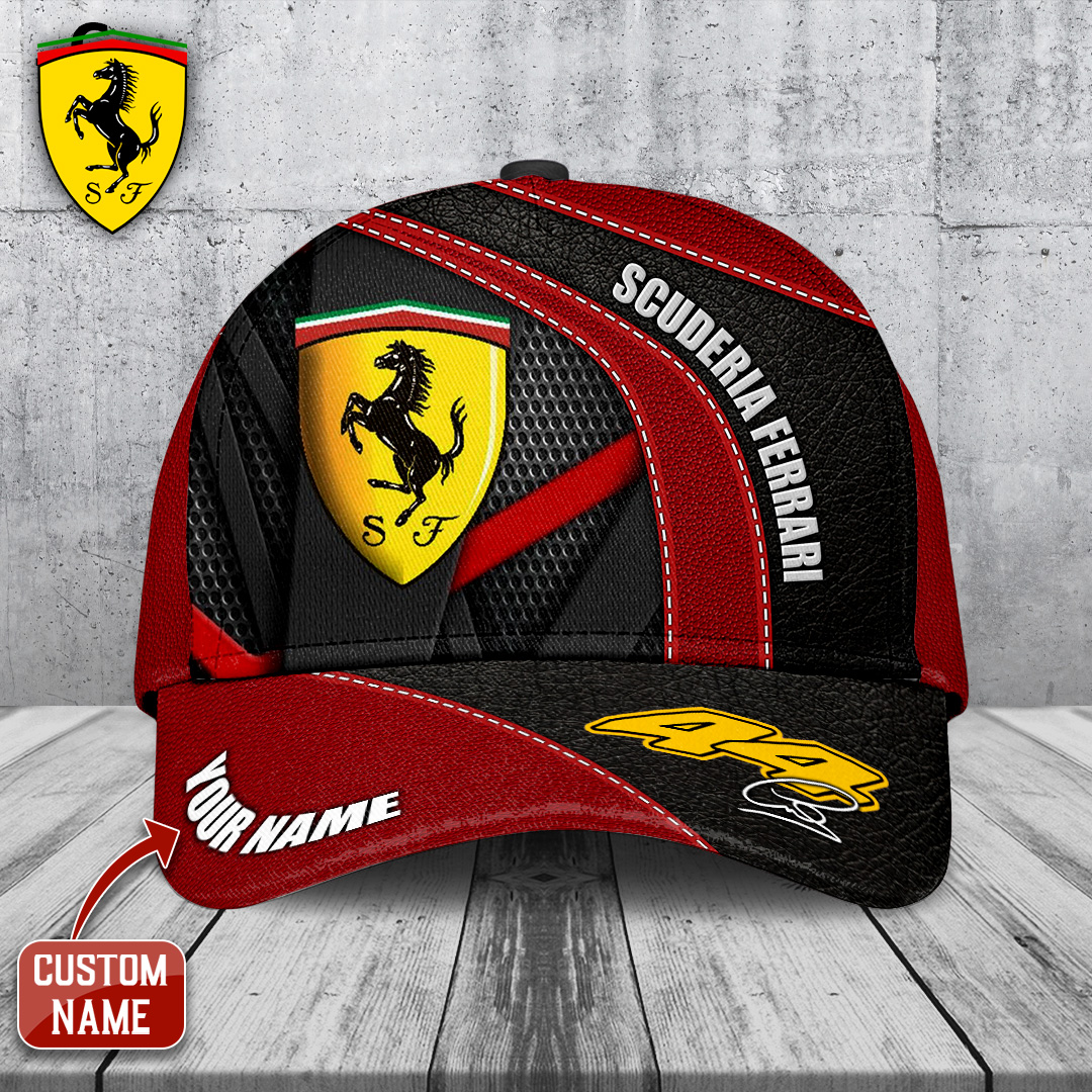Sportswearmerch Personalized Scuderia Ferrari Car x Lewis Hamilton F1 Car Classic Cap Gift For Fan