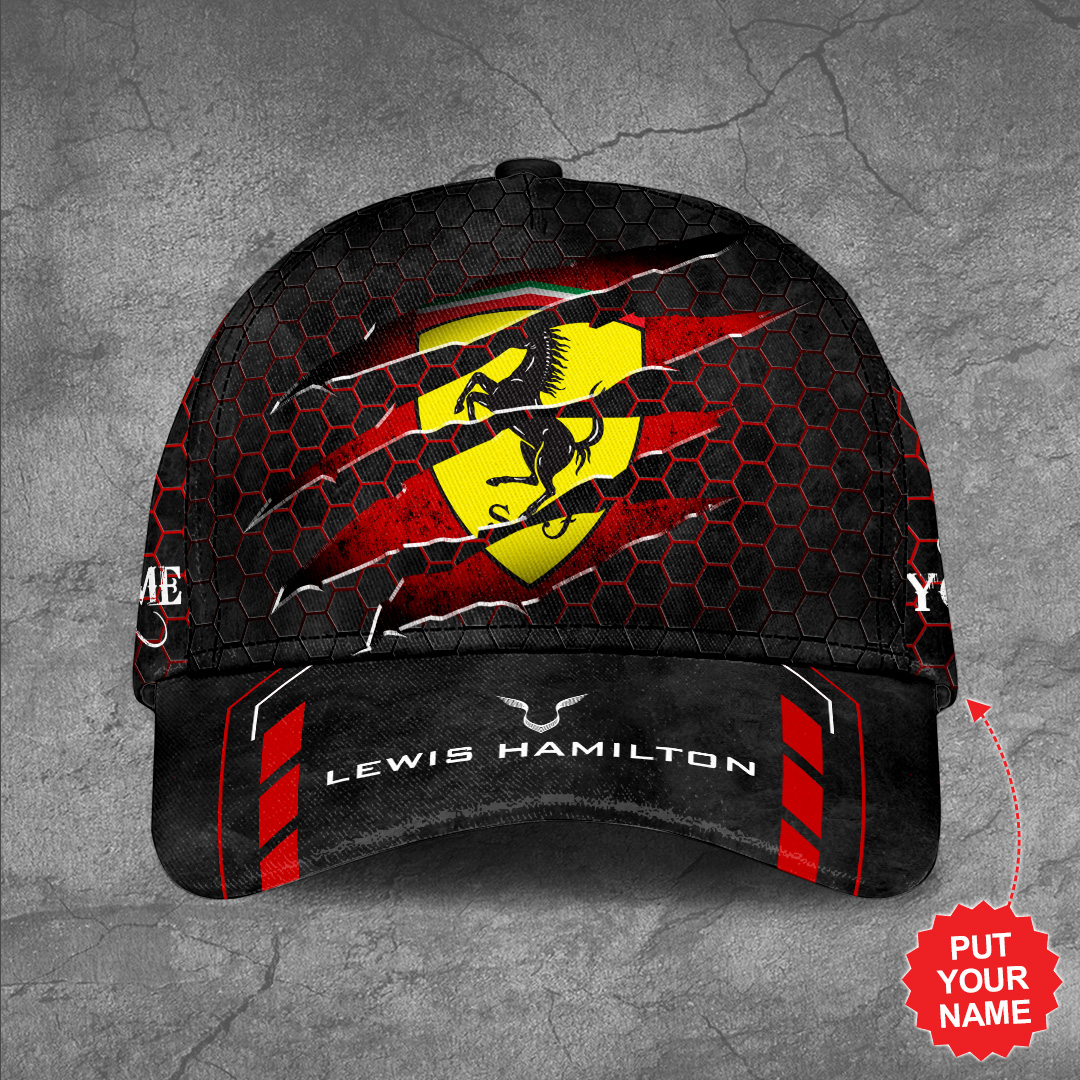 Sportswearmerch Personalized Scuderia Ferrari Car x Lewis Hamilton F1 Car Classic Cap Gift For Fan