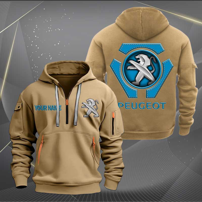 Sportswearmerch Peugeot Car Personalized Half Zip Hoodie For Fan