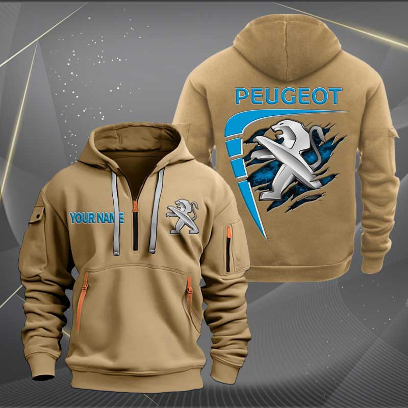 Sportswearmerch Peugeot Car Personalized Half Zip Hoodie For Fan