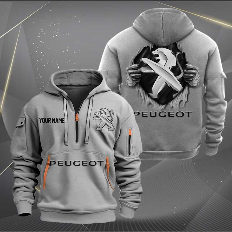 Sportswearmerch Peugeot Car Personalized Half Zip Hoodie For Fan