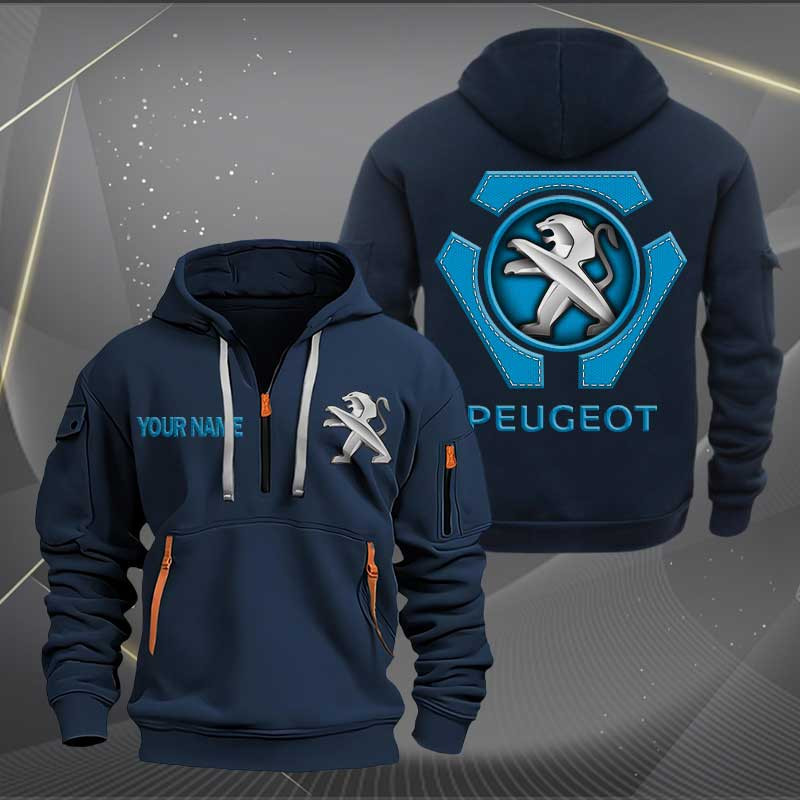 Sportswearmerch Peugeot Car Personalized Half Zip Hoodie For Fan