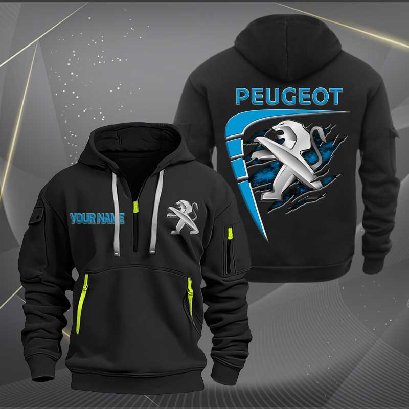 Sportswearmerch Peugeot Car Personalized Half Zip Hoodie For Fan