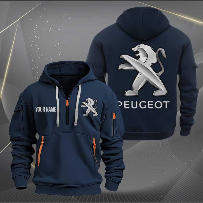 Sportswearmerch Peugeot Car Personalized Half Zip Hoodie For Fan