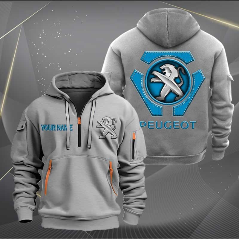 Sportswearmerch Peugeot Car Personalized Half Zip Hoodie For Fan