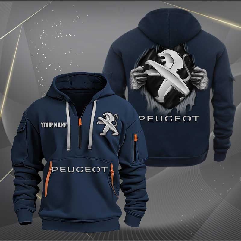 Sportswearmerch Peugeot Car Personalized Half Zip Hoodie For Fan
