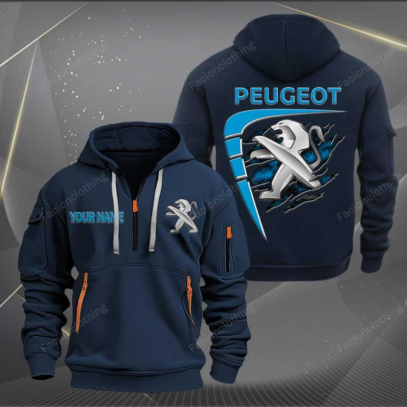 Sportswearmerch Peugeot Car Personalized Half Zip Hoodie For Fan