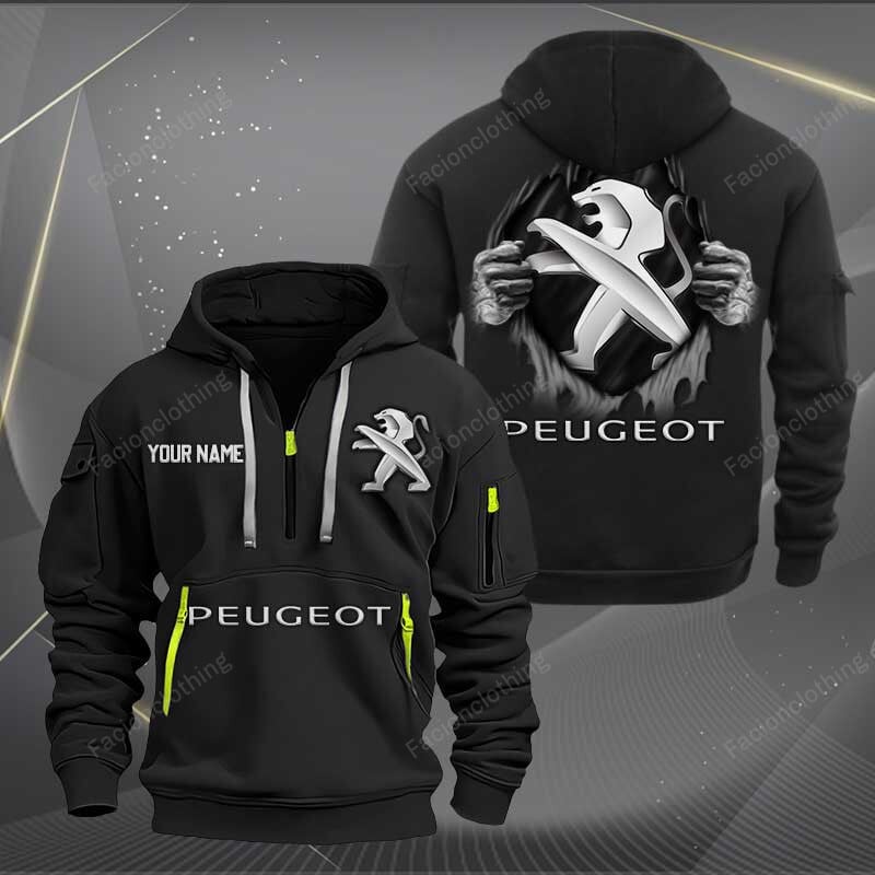 Sportswearmerch Peugeot Car Personalized Half Zip Hoodie For Fan