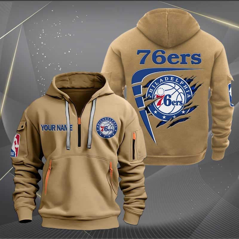 Sportswearmerch Philadelphia 76ers NBA Personalized Half Zip Hoodie For Fan