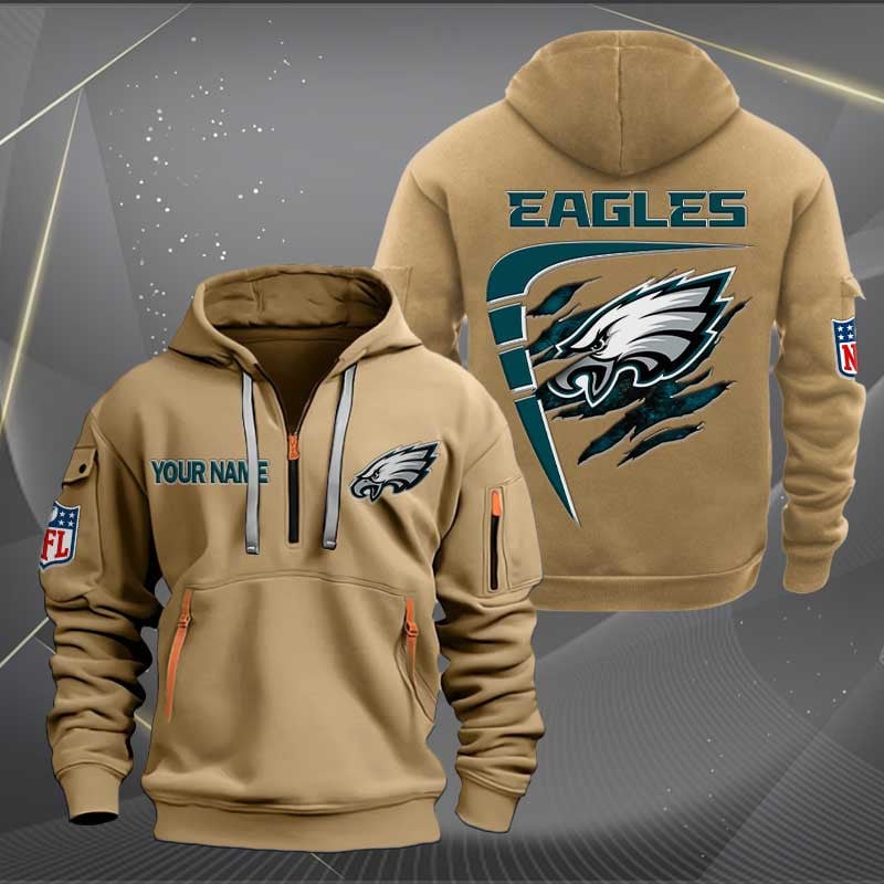 Sportswearmerch Philadelphia Eagles NFL Personalized Half Zip Hoodie For Fan