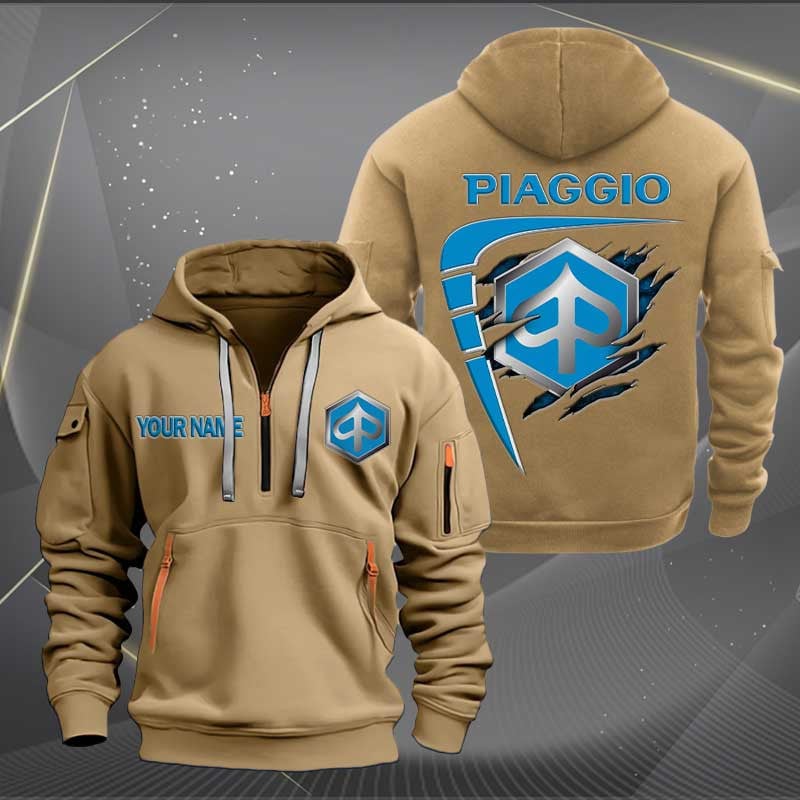 Sportswearmerch Piaggio Motorcycle Personalized Half Zip Hoodie For Fan