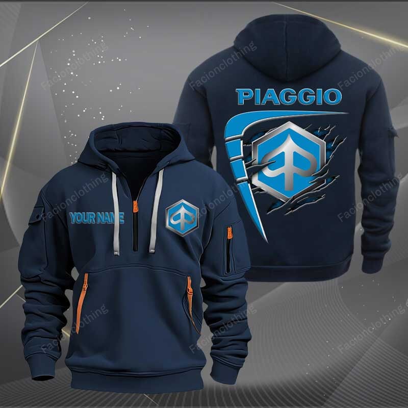 Sportswearmerch Piaggio Motorcycle Personalized Half Zip Hoodie For Fan