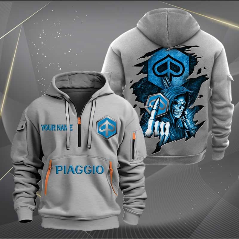 Sportswearmerch Piaggio Motorcycle Personalized Half Zip Hoodie For Fan