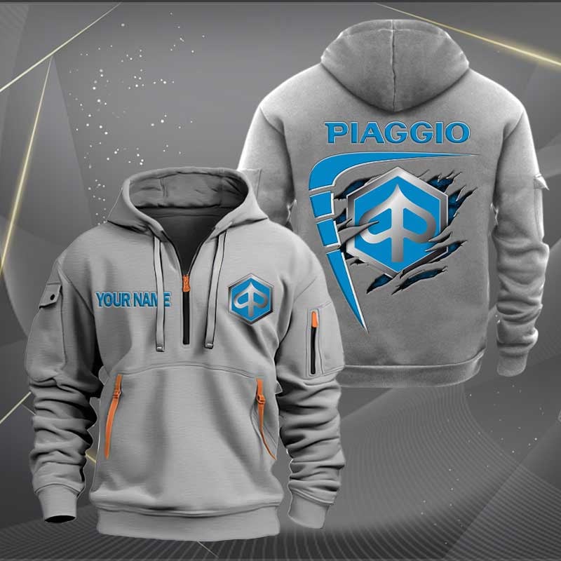 Sportswearmerch Piaggio Motorcycle Personalized Half Zip Hoodie For Fan