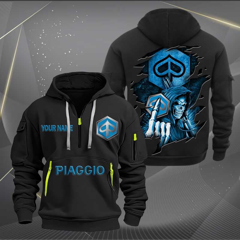 Sportswearmerch Piaggio Motorcycle Personalized Half Zip Hoodie For Fan