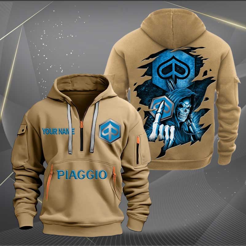 Sportswearmerch Piaggio Motorcycle Personalized Half Zip Hoodie For Fan