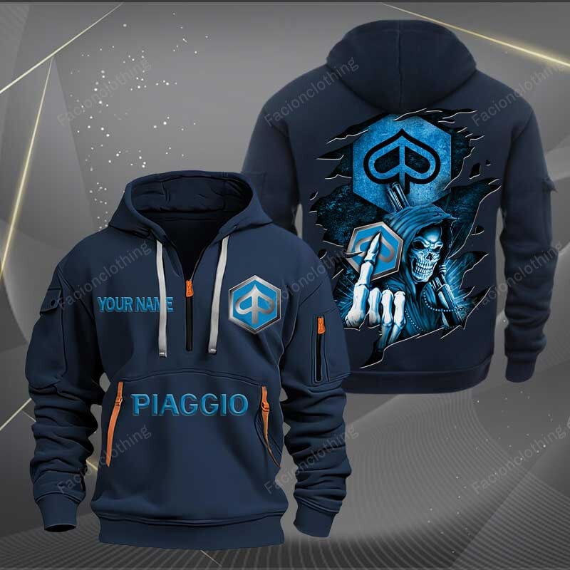 Sportswearmerch Piaggio Motorcycle Personalized Half Zip Hoodie For Fan