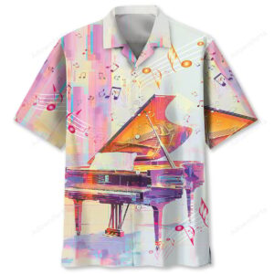 Sportswearmerch Piano Glitch Art Hawaiian Shirt For Fan