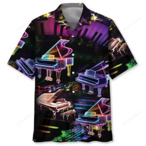 Sportswearmerch Piano Neon Style Music Lover Hawaiian Shirt For Fan